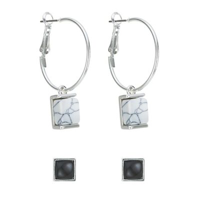 Monochrome square earring set